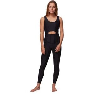 Ghost Flower Earth Onyx One Piece Jumpsuit Athletic Black Womens Sz S Gymastic